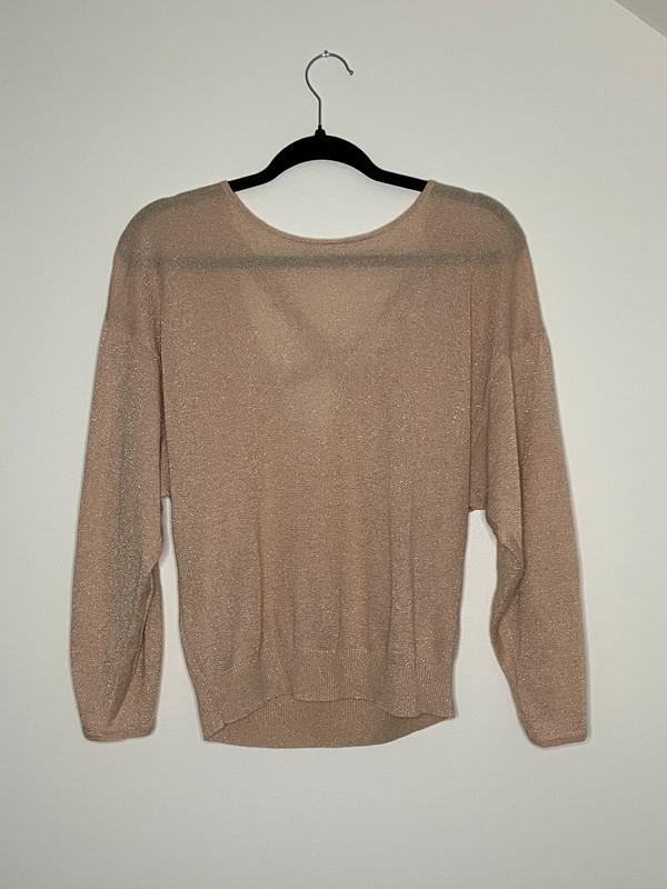 Pull fin dos croisé beige brillant
