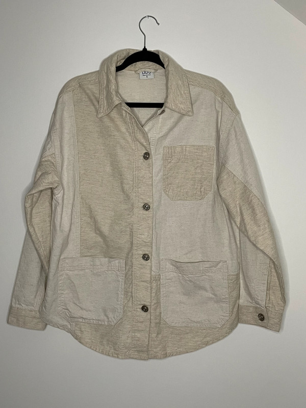 Surchemise oversize à empiècement beige