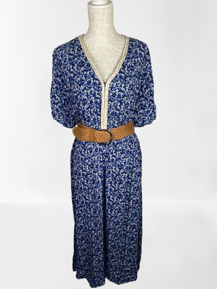 Robe maxi fleurs bleues
